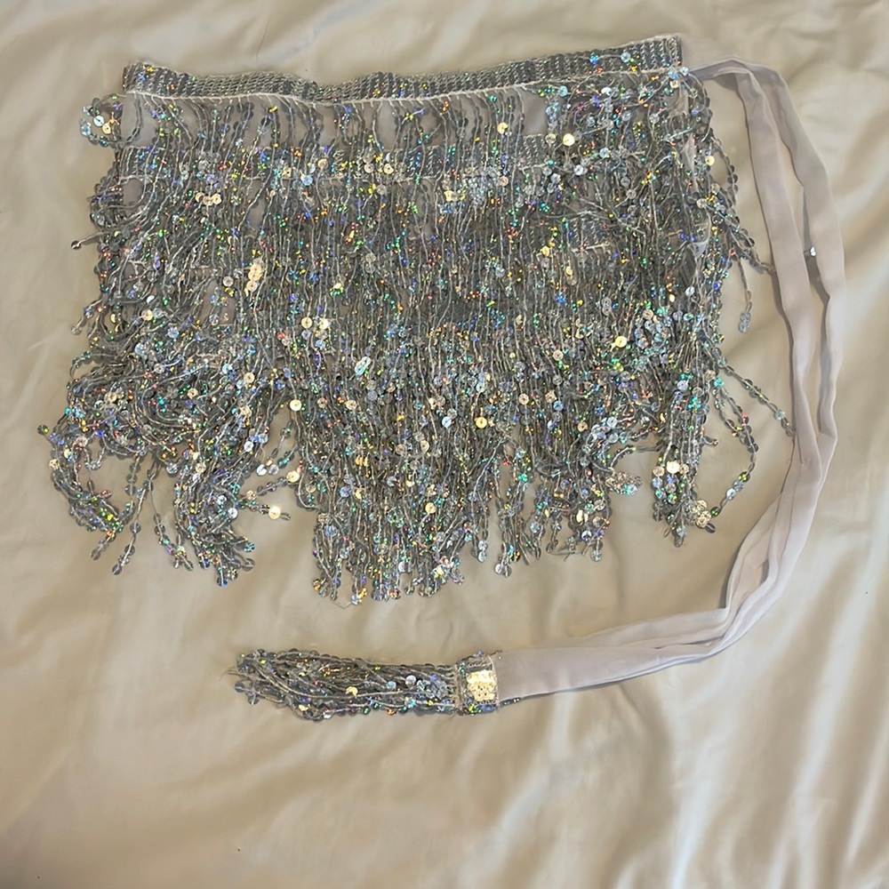 Silver sequin wrap skirt